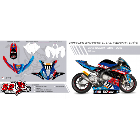 Kit déco personnalisable BMW S1000RR 2015-17 carénage + selle