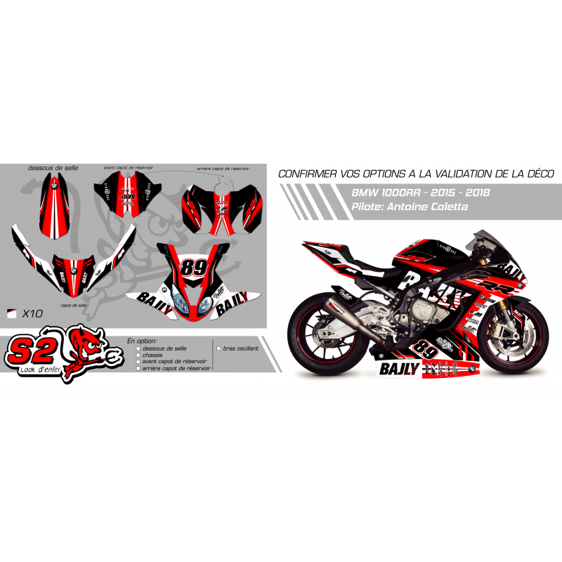 Kit déco racing personnalisable BMW S1000RR 2015/18
