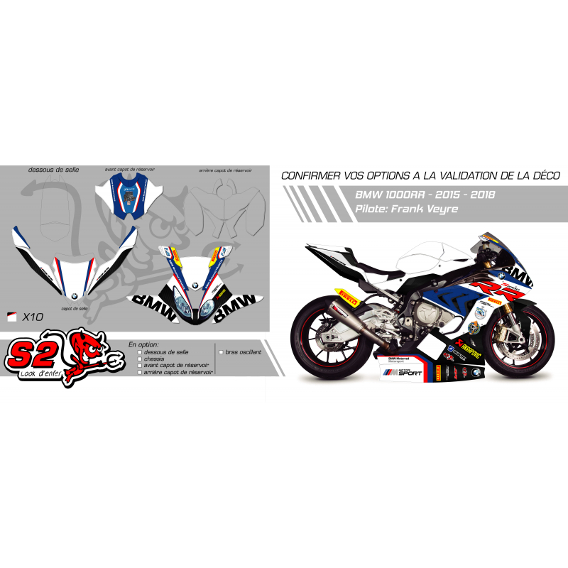 Kit déco racing personnalisable BMW S1000RR 2015/18
