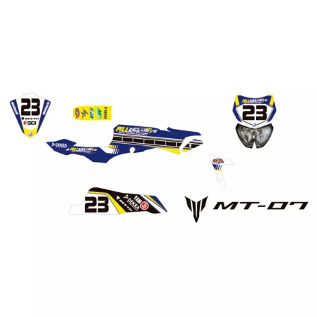 YAMAHA MT07 racetrack decals kit custom made to your team colors, sponsors, your racing number.