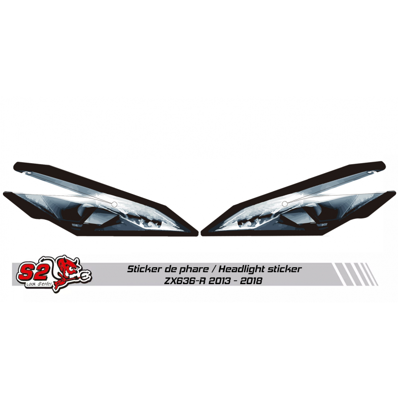 Kawasaki ZX636-R racing fairing mock headlight sticker 2013-2018