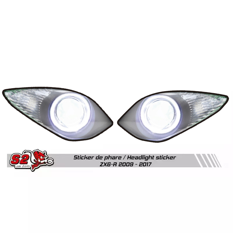 Kawasaki ZX6-R racing fairing mock headlight sticker 2009-2017