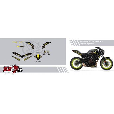Night Fluo decals set for Yamaha MT07 (2018 on)