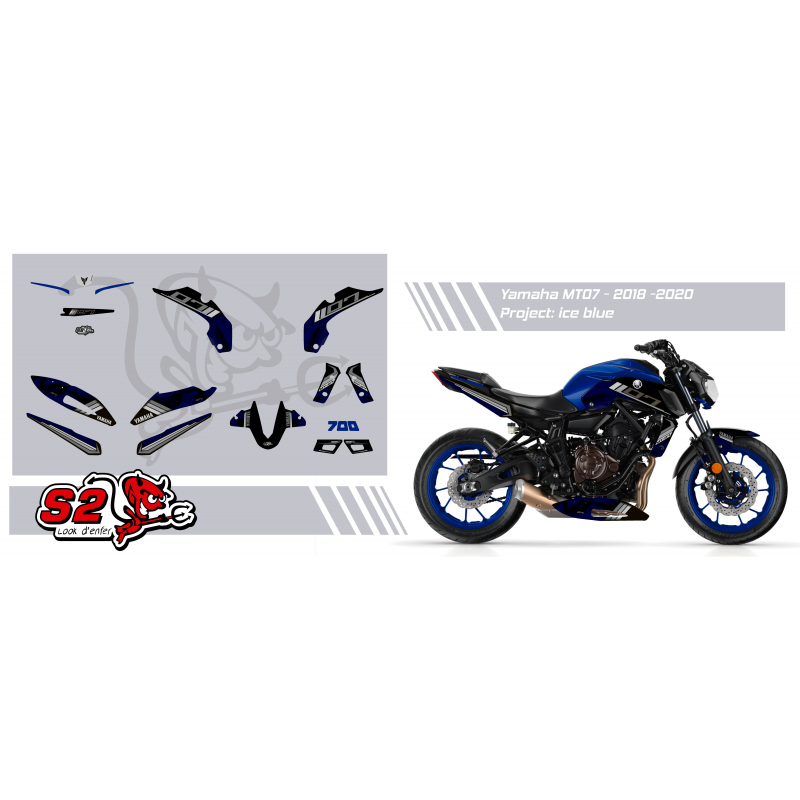 Yamaha MT07 Decals set kit ICE BLUE