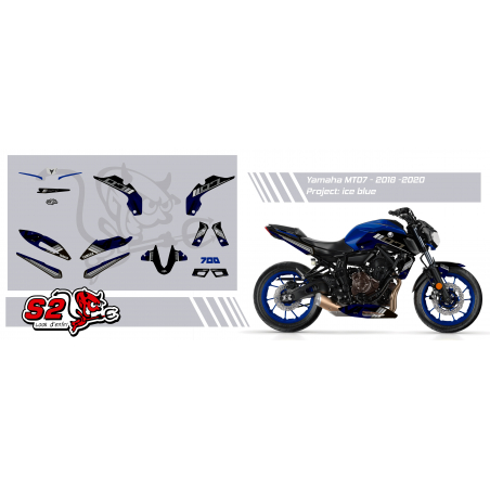 2019 ICE BLUE Yamaha MT07 Decals set