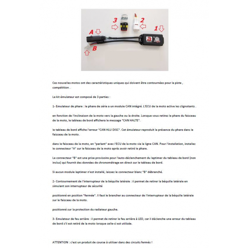 Kit emulateur bequille et éclairage Aprilia RS660 / RSV4