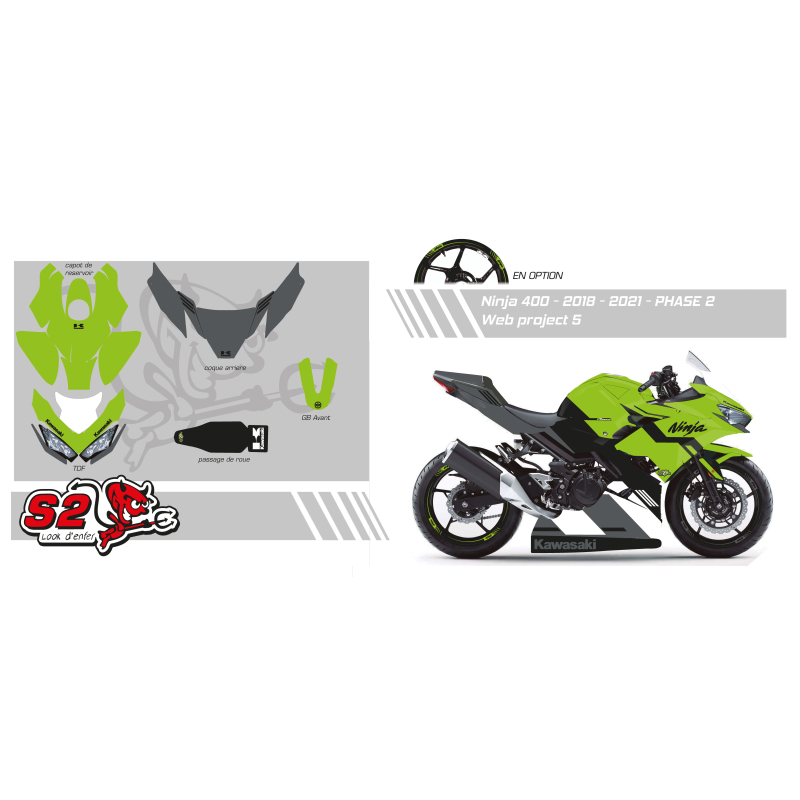 Kawasaki Ninja 400 Custom racing decals set