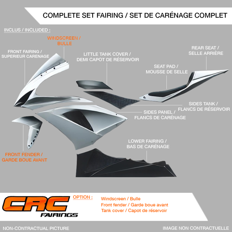 Set complet carénage racing CRC KAWASAKI ZX10-R 2021/25