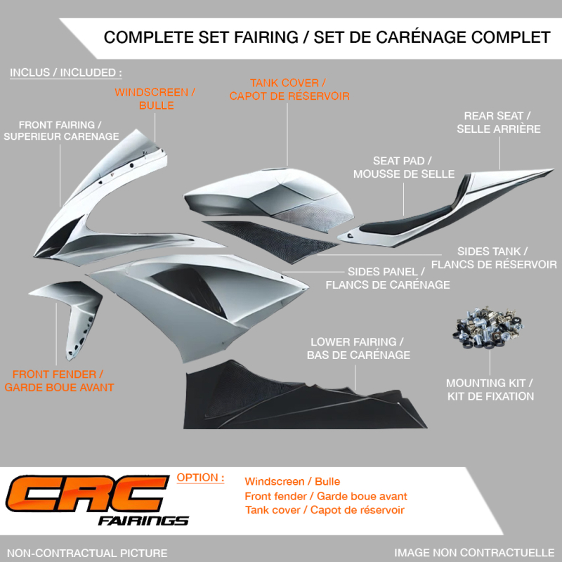Set complet carénage racing KAWASAKI ZX636R 2019-2023
