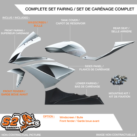 Set complet de carénage racing YZF125R CUP 2008-2018