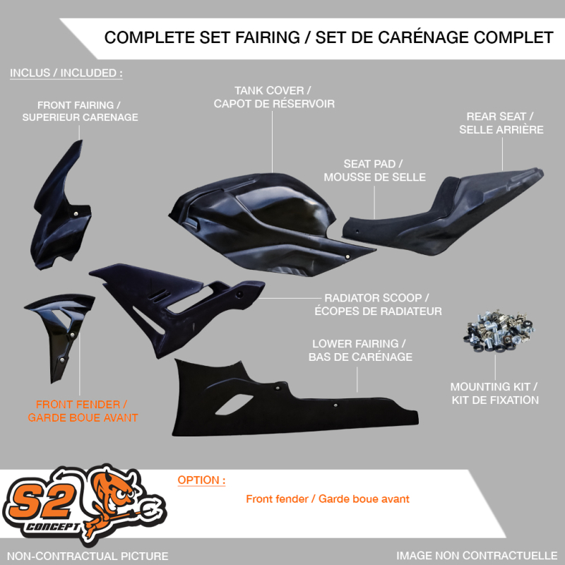 Set complet carénage racing S2 CONCEPT BMW S1000R 2020-25
