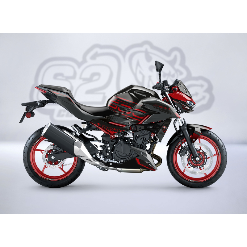 Kawasaki Z500 SHOCKWAVE decals set with the wheels