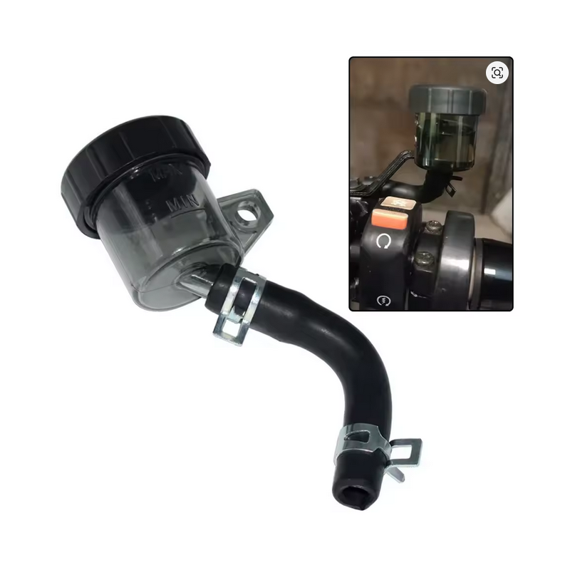 Réservoir de Liquide de Frein/Embrayage Moto Universel bocal Fumé avec Durite et Colliers