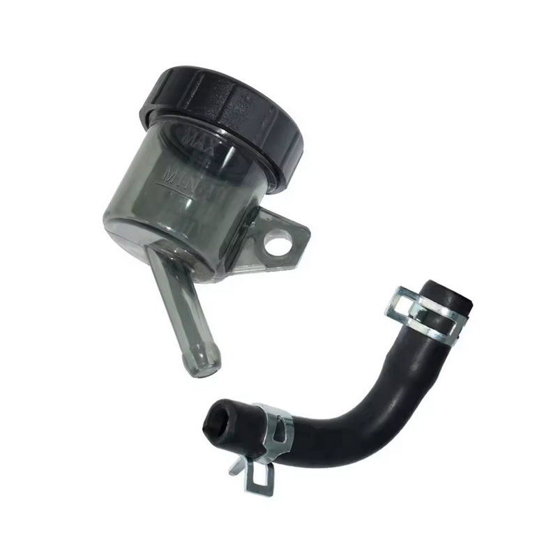Réservoir de Liquide de Frein/Embrayage Moto Universel bocal Fumé avec Durite et Colliers