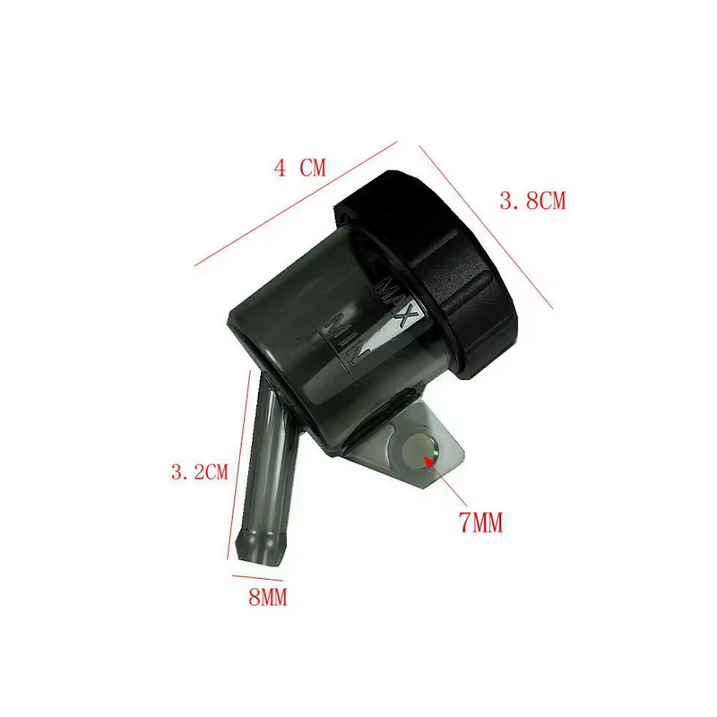 Réservoir de Liquide de Frein/Embrayage Moto Universel bocal Fumé avec Durite et Colliers