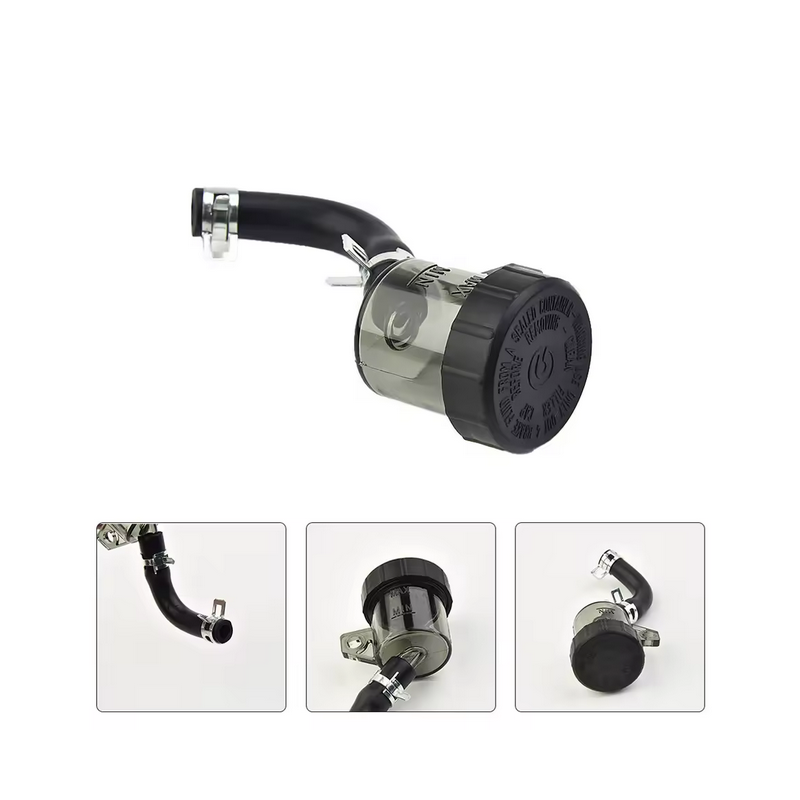 Réservoir de Liquide de Frein/Embrayage Moto Universel bocal Fumé avec Durite et Colliers