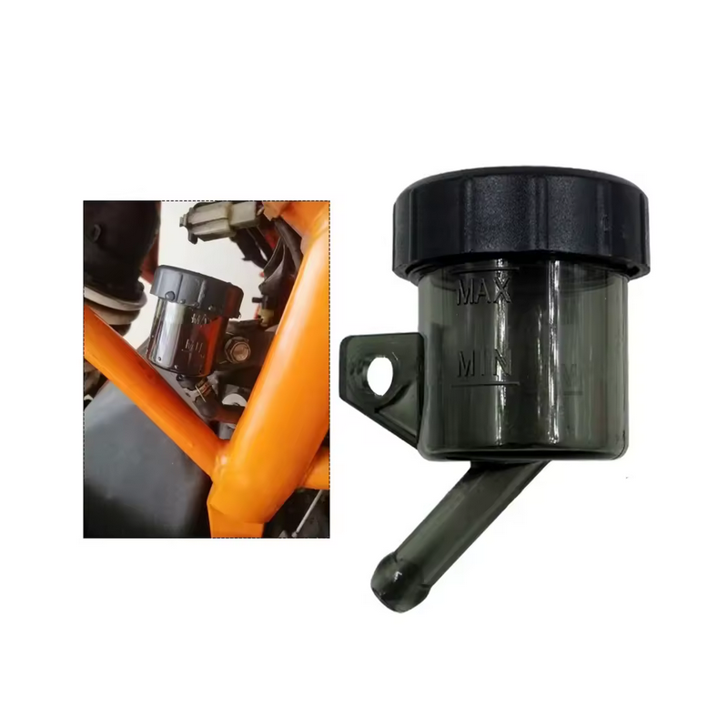 Réservoir de Liquide de Frein/Embrayage Moto Universel bocal Fumé avec Durite et Colliers