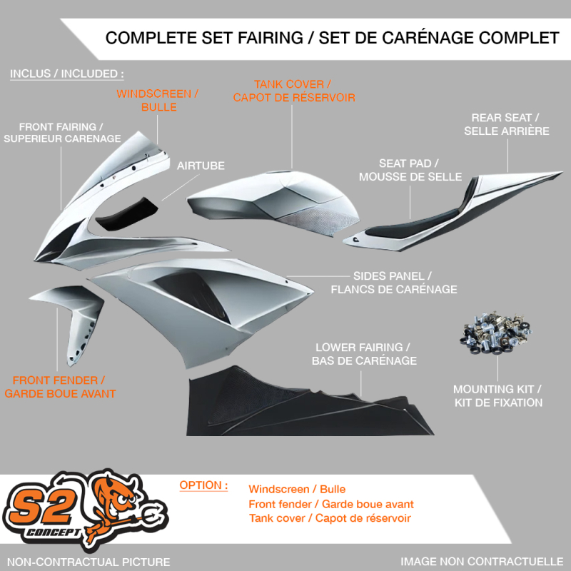 Set complet carénage racing S2 CONCEPT Aprilia RS660 a partir de 2025