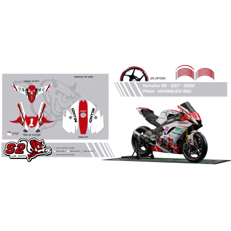 Kit déco personnalisable carénage racing Yamaha R6 2008/16 conversion 2017