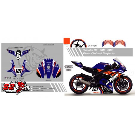 Kit déco personnalisable carénage racing Yamaha R6 2008/16 conversion 2017