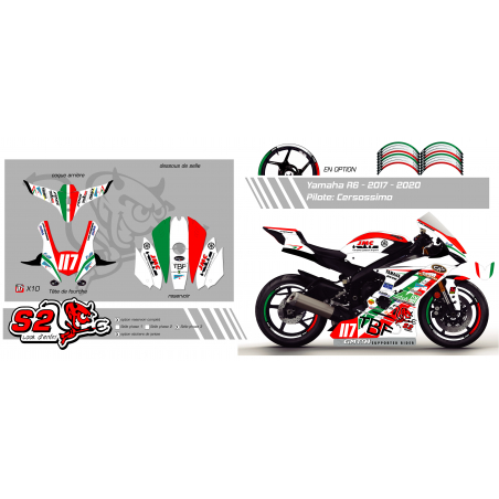 Kit déco personnalisable carénage racing Yamaha R6 2008/16 conversion 2017