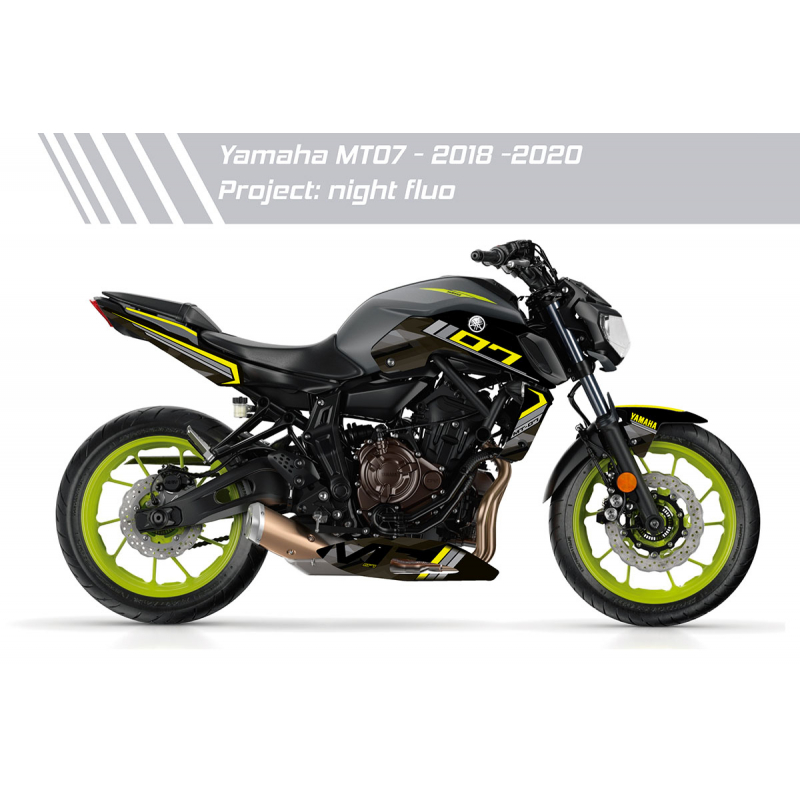 Night Fluo decals set for Yamaha MT07 (2018 on)